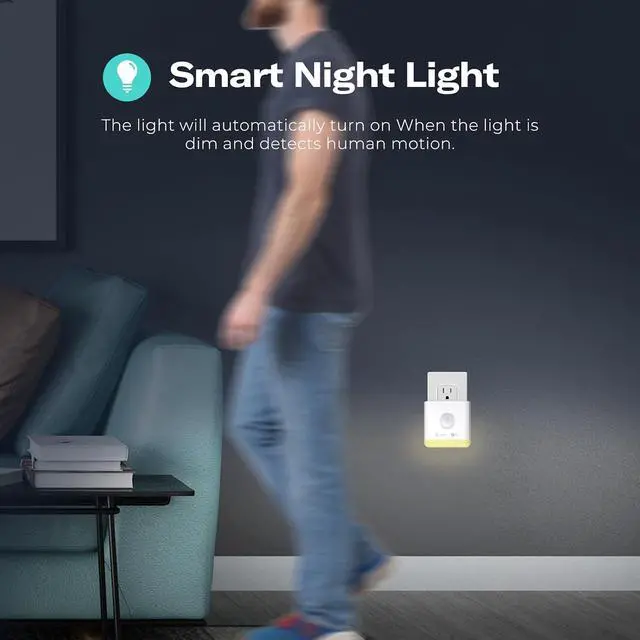 Alt view image 3 of 6 - Smart Night Light-T,Support Matter Over Thread,3-in-1 RGB Color Night Light with Motion & Illumination Sensor,Local Control,Work with Home Assistant,Apple Home,Alexa,Google Home&Homey