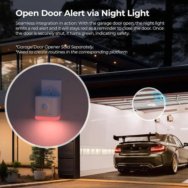Alt view image 6 of 6 - Smart Night Light-T,Support Matter Over Thread,3-in-1 RGB Color Night Light with Motion & Illumination Sensor,Local Control,Work with Home Assistant,Apple Home,Alexa,Google Home&Homey