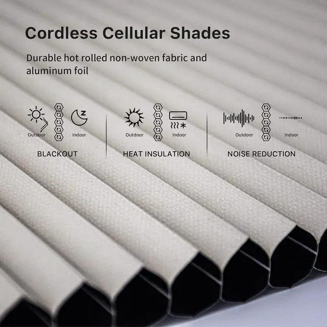 Alt view image 2 of 6 - ZigBee Smart Blind, Motorized Blackout Window Shades with Remote, Cordless Honeycomb Blinds, Automatic Height Setting, AA Batteries Powered, 21" W x 72" H Beige/White