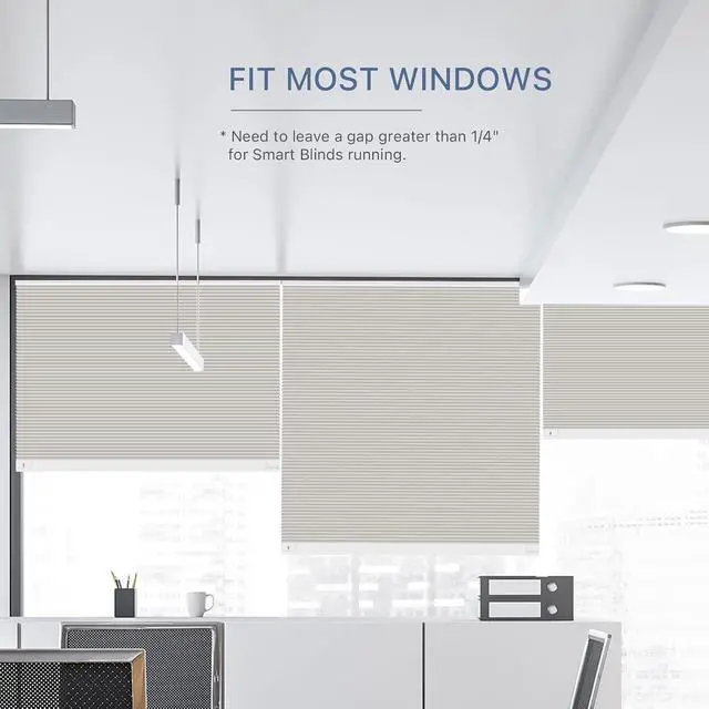 Alt view image 4 of 6 - ZigBee Smart Blind, Motorized Blackout Window Shades with Remote, Cordless Honeycomb Blinds, Automatic Height Setting, AA Batteries Powered, 21" W x 72" H Beige/White