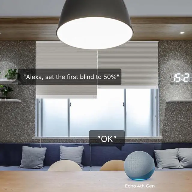 Alt view image 6 of 6 - ZigBee Smart Blind, Motorized Blackout Window Shades with Remote, Cordless Honeycomb Blinds, Automatic Height Setting, AA Batteries Powered, 21" W x 72" H Beige/White