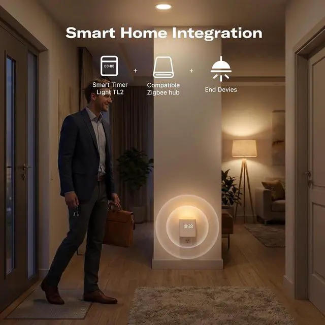 Alt view image 7 of 7 - Muti-Function Presence Sensor TL2,Digital Clock,60GHz mmWave Radar,RGB Light, Light Sensor,Countdown Timer,Matter Enabled,2.4GHz WiFi only,Works with Alexa, Apple Home,Google Home