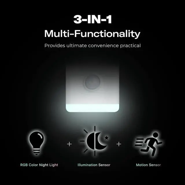 Alt view image 3 of 6 - Smart Color Night Light, Matter Over WiFi, 3-1 Multi-Functionality, Work with SmartThings, Google Home, Apple Home, Alexa