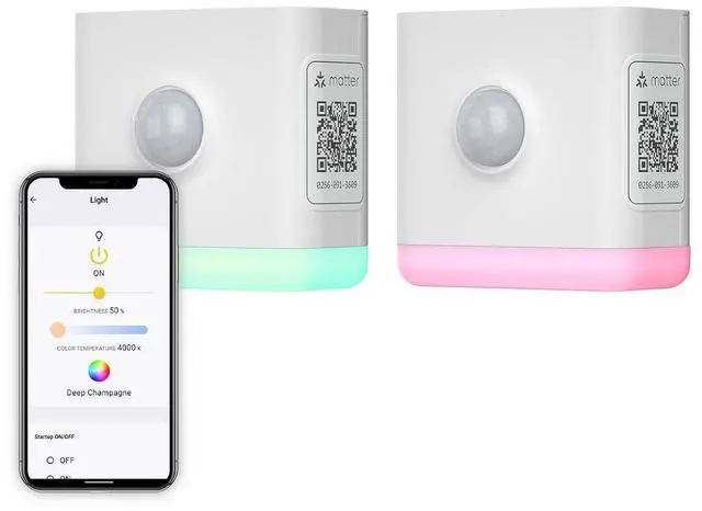 Main image of Smart Color Night Light 2 Pack, Matter Over WiFi, 3-1 Multi-Functionality, Work with SmartThings, Google Home, Apple Home, Alexa