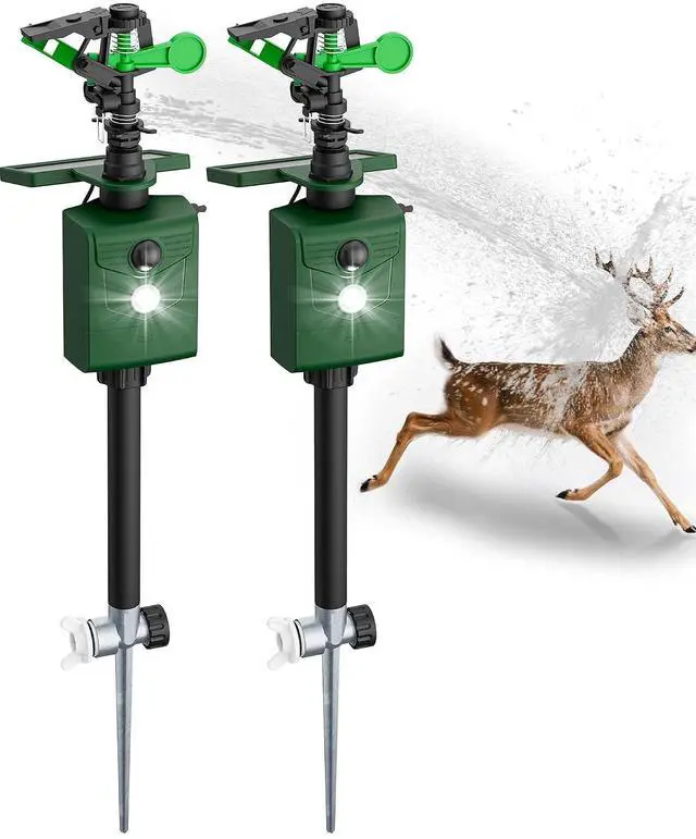 Main image of Motion-Activated Sprinkler, Solar Animal Repellent Outdoor - Deer Cat Deterrent with Motion Sensor & Flashing Lights, Protects Yard & Garden from Deer, Cats, Raccoons