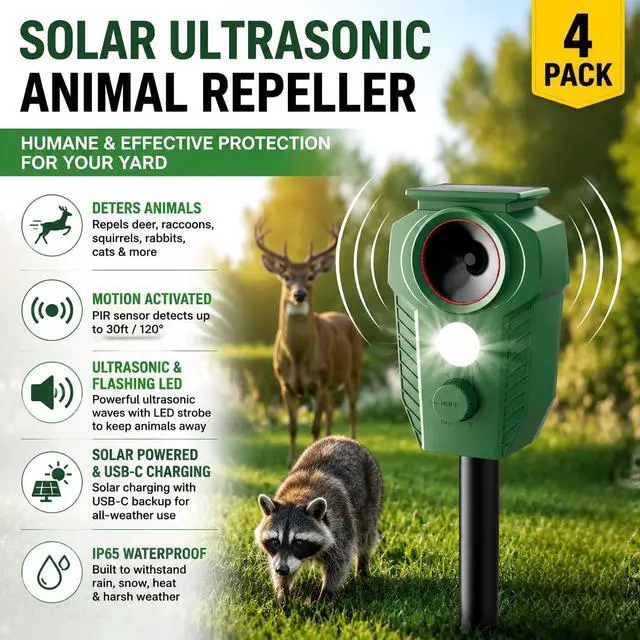 Alt view image 2 of 7 - Solar Animal Repellent with Flashing Light (4, Viridian)