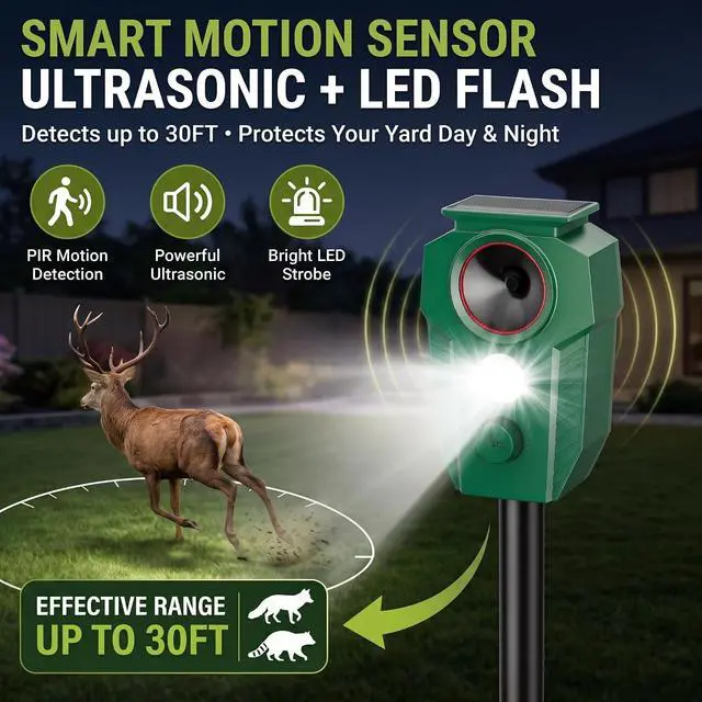 Alt view image 4 of 7 - Solar Animal Repellent with Flashing Light (4, Viridian)