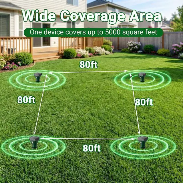 Alt view image 7 of 7 - 8 Pack Mole Repellent Solar Powered, Gopher Repellent Ultrasonic Stakes for Lawns, IP65 Waterproof Mole Deterrent for Yard, Outdoor Rodent Control for Groundhog, Vole, Armadillo, Chipmunk, Snake
