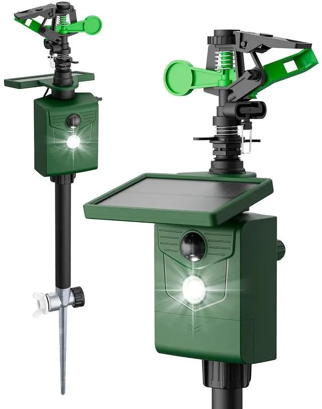 Main image of Motion-Activated Sprinkler, Solar Animal Repellent Outdoor - 2 Pack Deer Cat Deterrent with Motion Sensor & Flashing Lights, Protects Yard & Garden from Deer, Cats, Raccoons