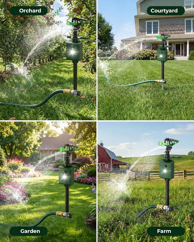 Alt view image 7 of 7 - Motion-Activated Sprinkler, Solar Animal Repellent Outdoor - Deer Cat Deterrent with Motion Sensor & Flashing Lights, Protects Yard & Garden from Deer, Cats, Raccoons