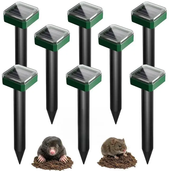 Main image of 8 Pack Solar Mole Repellent, 2026 Upgraded Ultrasonic Gopher Deterrent Stakes, IP65 Waterproof Sonic Vole Groundhog Snake Control for Lawn Garden Yard Farm