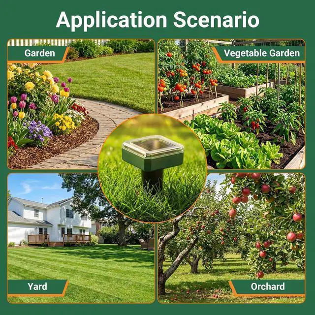 Alt view image 7 of 7 - 8 Pack Solar Mole Repellent, 2026 Upgraded Ultrasonic Gopher Deterrent Stakes, IP65 Waterproof Sonic Vole Groundhog Snake Control for Lawn Garden Yard Farm