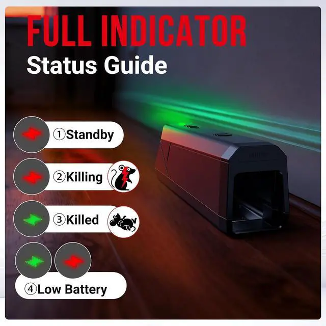 Alt view image 6 of 7 - 2 Pack Electric Mouse Trap Zapper Indoor for Home Electronic Mouse Trap High Voltage Mice Trap Indoors Kitchen Office Garage (Red, 2 Pack)