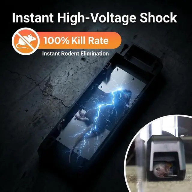 Alt view image 2 of 7 - Electric Mouse Traps Indoor for Home, 2 Pack Electronic Mouse Trap Zapper with High Voltage, Intelligent Indicator & Buzzer Alert, Reusable & No-Touch Humane Mice Killer for Kitchens Warehouse Office