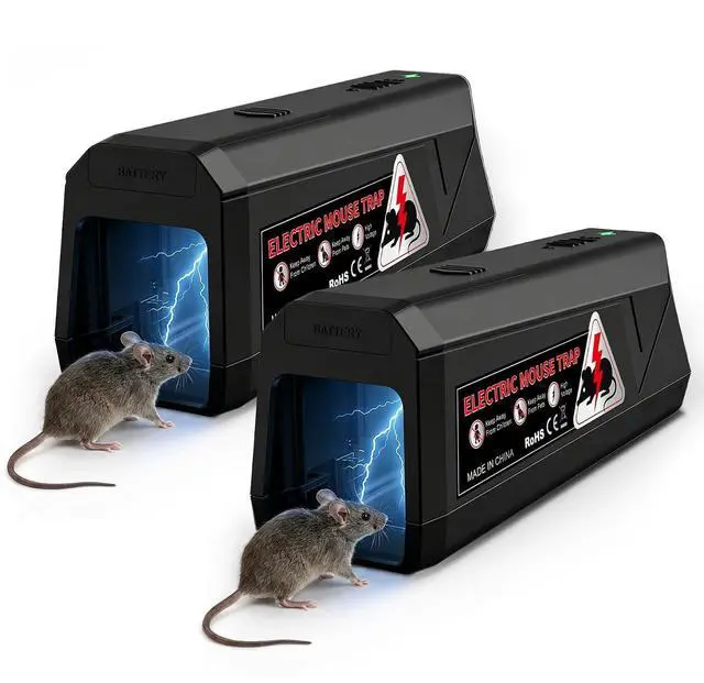 Main image of Electric Mouse Traps Indoor for Home, 2 Pack Electronic Mouse Trap Zapper with High Voltage, Intelligent Indicator & Buzzer Alert, Reusable & No-Touch Humane Mice Killer for Kitchens Warehouse Office