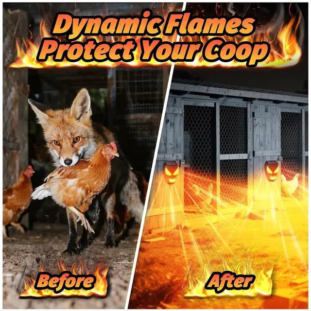 Alt view image 3 of 7 - Solar Coyote Deterrent Predator Lights - Nocturnal Animal Repeller with Red LED Flashing Lights for Chicken Coop, Yard & Garden Protection Against Raccoons, Foxes, Deer, Skunks, Hawks 2 PCS