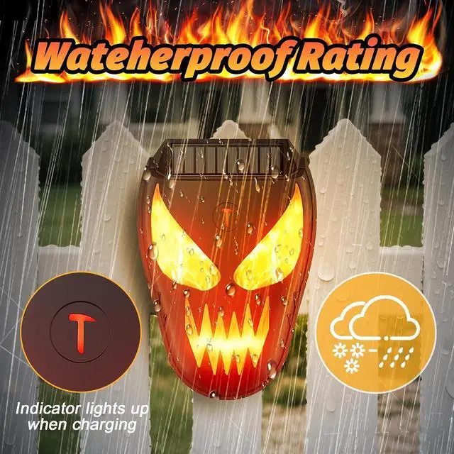 Alt view image 4 of 7 - Solar Coyote Deterrent Predator Lights - Nocturnal Animal Repeller with Red LED Flashing Lights for Chicken Coop, Yard & Garden Protection Against Raccoons, Foxes, Deer, Skunks, Hawks 2 PCS