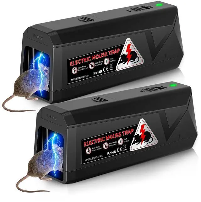 Main image of Electric Mouse Traps Indoor for Home, 2 Pack Electronic Mouse Trap Zapper with High Voltage, Intelligent Indicator & Buzzer Alert, Reusable & No-Touch Humane Mice Killer for Kitchens Warehouse Office