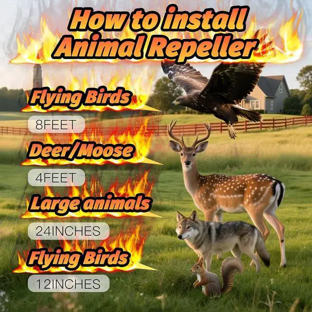 Alt view image 6 of 7 - Solar Coyote Deterrent Predator Lights - Nocturnal Animal Repeller with Red LED Flashing Lights for Chicken Coop, Yard & Garden Protection Against Raccoons, Foxes, Deer, Skunks, Hawks 2 PCS