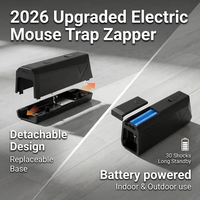 Alt view image 3 of 7 - Electric Mouse Traps Indoor for Home, 2 Pack Electronic Mouse Trap Zapper with High Voltage, Intelligent Indicator & Buzzer Alert, Reusable & No-Touch Humane Mice Killer for Kitchens Warehouse Office