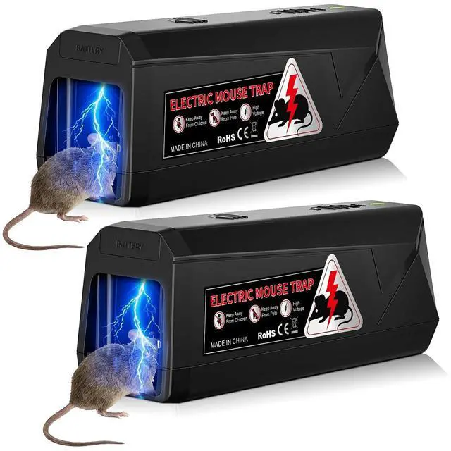 Main image of Electric Mouse Traps Indoor for Home, 2 Pack Electronic Mouse Trap Zapper with High Voltage, Intelligent Indicator & Buzzer Alert, Reusable & No-Touch Humane Mice Killer for Kitchens Warehouse Office