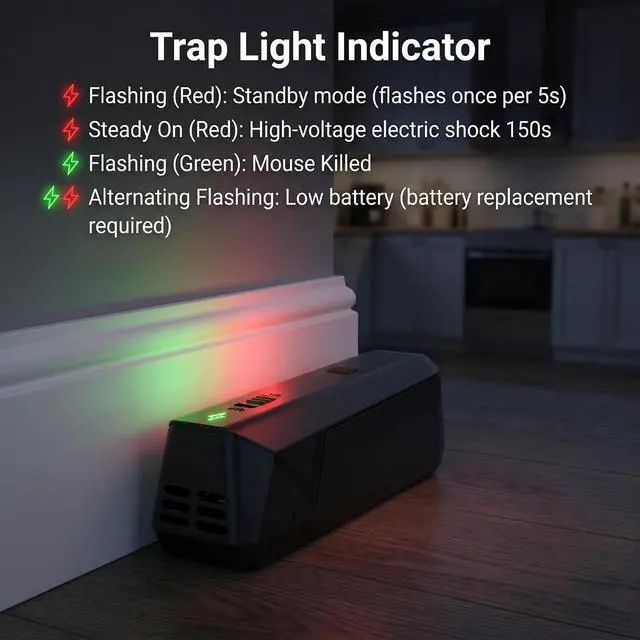 Alt view image 7 of 7 - Electric Mouse Traps Indoor for Home, 2 Pack Electronic Mouse Trap Zapper with High Voltage, Intelligent Indicator & Buzzer Alert, Reusable & No-Touch Humane Mice Killer for Kitchens Warehouse Office