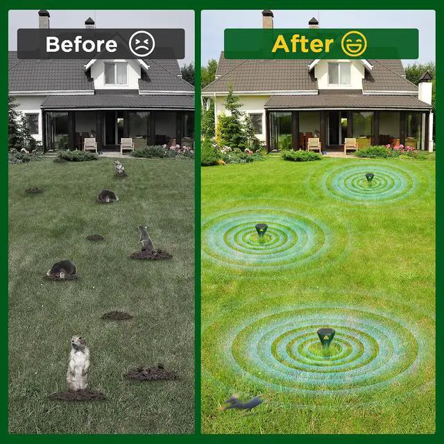 Alt view image 6 of 7 - 8 Packs Mole Repeller for Lawns, Solar Powered Mole Repellent Ultrasonic Vole & Gopher Deterrent, IP 65 Waterproof Humane Pest Control for Gopher Vole Snake in Lawn, Garden & Yard