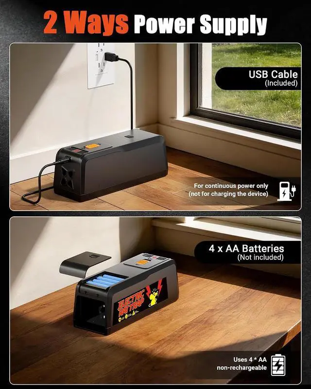 Alt view image 5 of 7 - Electric Rat Trap for Home High-Power Shock, Hygienic No-Touch Design, Safe & Silent Rodent Eliminator for Kitchen, Basement, Garage
