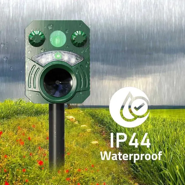 Alt view image 4 of 7 - 2 Pack Cat Repellent Outdoor Deer Repellent Device Dog Repeller Solar Animal Repellent Ultrasonic Squirrel Repeller Waterproof Racoon Fox with Motion Activated Sensor Flashing Light (Green)