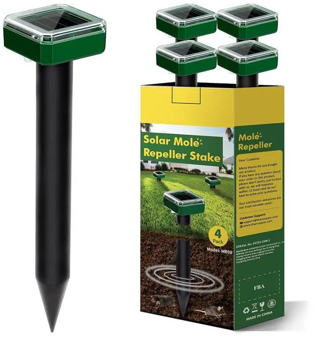 Main image of Solar Mole Repellent for Lawns Outdoor (4, Green)