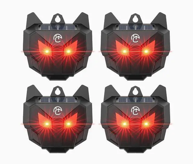 Main image of Solar Coyote Deterrent Predator Lights - Nocturnal Animal Repeller with Red LED Flashing Lights for Chicken Coop, Yard & Garden Protection Against Raccoons, Foxes, Deer, Skunks, Hawks