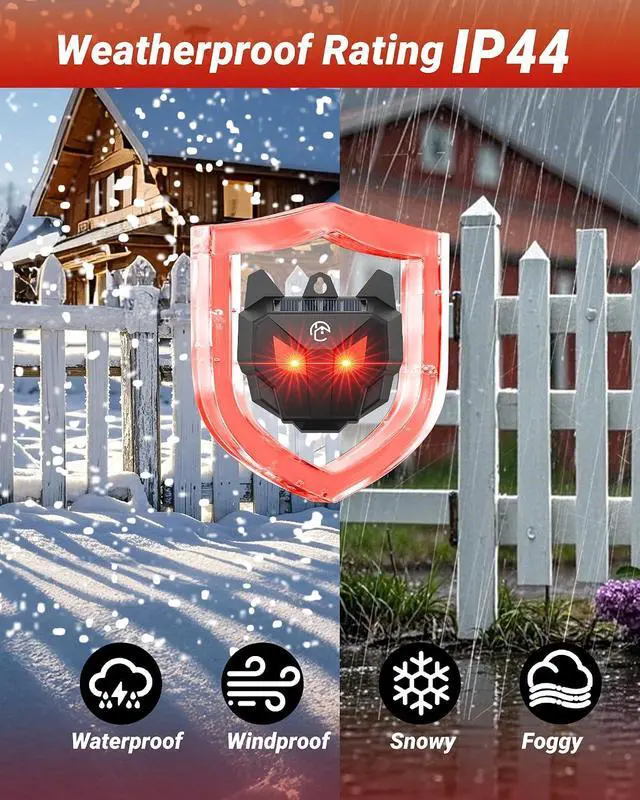 Alt view image 5 of 7 - Solar Coyote Deterrent Predator Lights - Nocturnal Animal Repeller with Red LED Flashing Lights for Chicken Coop, Yard & Garden Protection Against Raccoons, Foxes, Deer, Skunks, Hawks