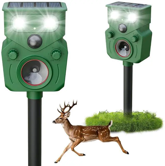 Main image of Ultrasonic Deer Repellent Devices 2 Packs, 2026 Upgrade Solar Animal Repeller with Motion Sensor & LED Lights, Waterproof Cat Deterrent Outdoor, Effective Repel Deer, Coyote, Raccoon, and Dog