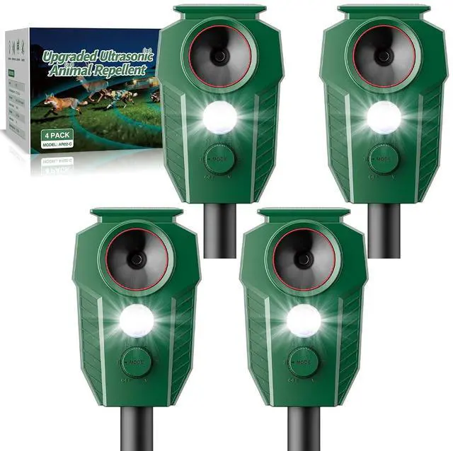 Main image of Keep Deer & Cats Away Solar Ultrasonic Deer Repellent Devices with Motion Sensor & LED Flashing Lights, Waterproof Animal Repeller Outdoor for Yard, Garden & Lawn