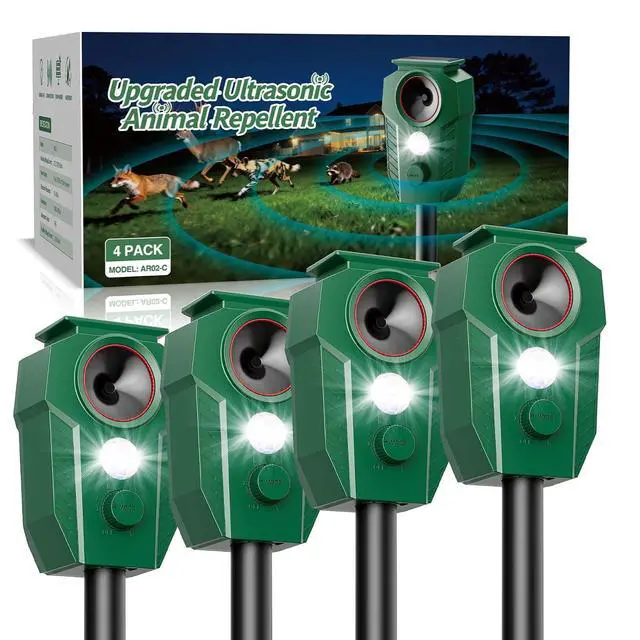 Main image of Solar-Powered Ultrasonic Animal Repeller for Outdoor Yards & Gardens with Motion Sensor Waterproof Deer Repellent Devices Repel Deer, Raccoons, Rabbits & Cats