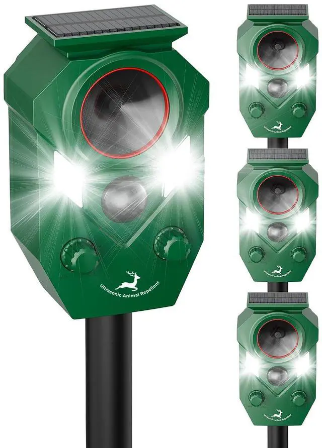 Main image of Solar Deer Repellent Devices Outdoor - Ultrasonic Animal Repellent with Motion Sensor & Strobe Light, Waterproof Animals Deterrent for Yard Garden Farm to Repel Cats, Coyote, Squirrels
