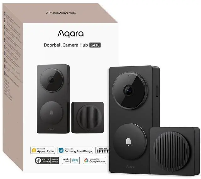 Main image of Smart Doorbell Camera G410 with Chime, HomeKit Secure Video, Black | 2K, 2-Way Audio, Built-in Matter Hub, Wireless/Wired, Supports Apple Home, Alexa, Google, Home Assistant, 2.4G/5GHz Wi-Fi