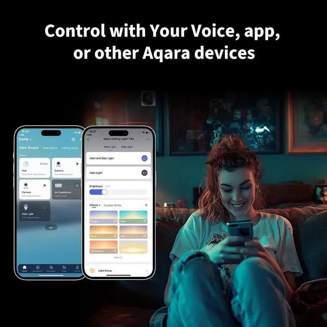 Alt view image 5 of 6 - LED Ceiling Light T1M, Matter Over Bridge, Requires Zigbee 3.0 HUB | RGB+IC with Gradient Effects and 16 Million Colors, 40W 3450lm, 2700-6500K Tunable White, Supports HomeKit Alexa and IFTTT