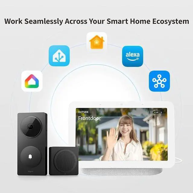 Alt view image 2 of 7 - Smart Doorbell Camera G410 with Chime, HomeKit Secure Video, Black | 2K, 2-Way Audio, Built-in Matter Hub, Wireless/Wired, Supports Apple Home, Alexa, Google, Home Assistant, 2.4G/5GHz Wi-Fi