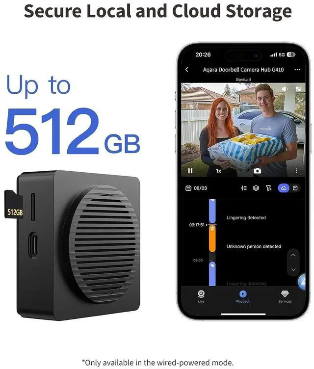Alt view image 7 of 7 - Smart Doorbell Camera G410 with Chime, HomeKit Secure Video, Black | 2K, 2-Way Audio, Built-in Matter Hub, Wireless/Wired, Supports Apple Home, Alexa, Google, Home Assistant, 2.4G/5GHz Wi-Fi