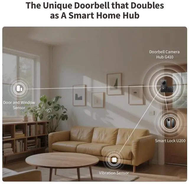 Alt view image 5 of 7 - Smart Doorbell Camera G410 with Chime, HomeKit Secure Video, Black | 2K, 2-Way Audio, Built-in Matter Hub, Wireless/Wired, Supports Apple Home, Alexa, Google, Home Assistant, 2.4G/5GHz Wi-Fi
