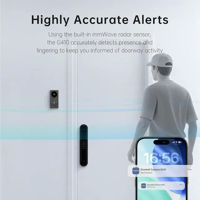 Alt view image 3 of 7 - Smart Doorbell Camera G410 with Chime, HomeKit Secure Video, Black | 2K, 2-Way Audio, Built-in Matter Hub, Wireless/Wired, Supports Apple Home, Alexa, Google, Home Assistant, 2.4G/5GHz Wi-Fi