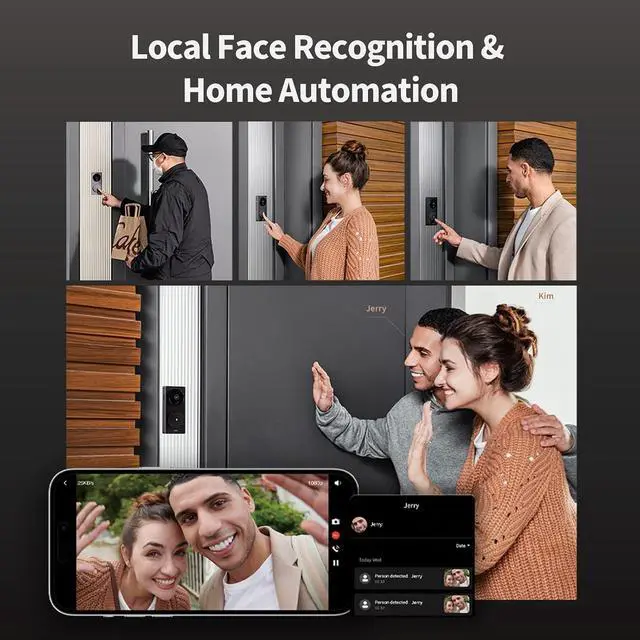 Alt view image 6 of 7 - Video Doorbell G4 with Chime, 1080p FHD HomeKit Secure Video,Gray | 1080p FHD Doorbell Camera, Local Face Recognition and Automations, Wireless or Wired, Supports Apple Home, Alexa,Google,IFTTT