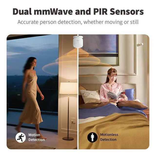 Alt view image 3 of 7 - Presence Sensor FP300 Wireless 5-in-1 Motion Sensor with mmWave | PIR, Light, Temperature & Humidity Detection, Thread & Zigbee, Supports HomeKit, Home Assistant, Alexa, Google Home