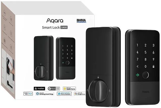 Main image of UWB Smart Lock U400, Apple Home Key, Fingerprint Deadbolt, Black | Matter Over Thread, Rechargeable Battery, Keyless Entry Deadbolt, Supports HomeKit, Alexa, Google, Home Assistant