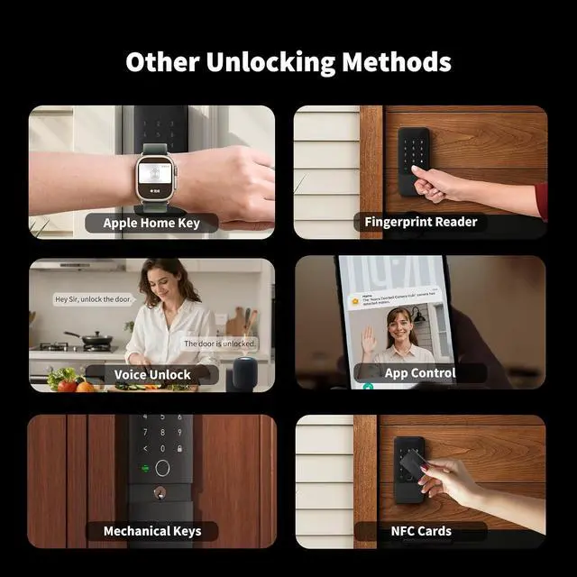Alt view image 3 of 7 - UWB Smart Lock U400, Apple Home Key, Fingerprint Deadbolt, Black | Matter Over Thread, Rechargeable Battery, Keyless Entry Deadbolt, Supports HomeKit, Alexa, Google, Home Assistant