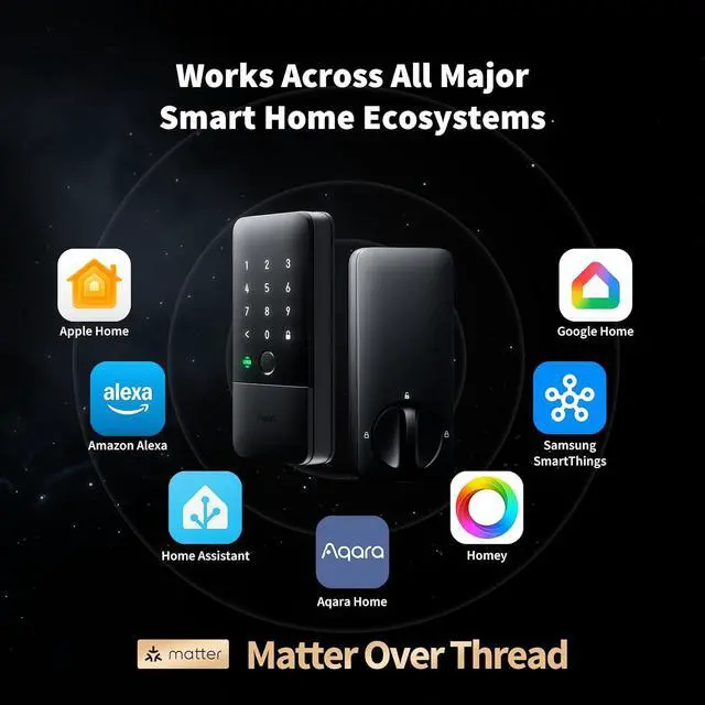 Alt view image 4 of 7 - UWB Smart Lock U400, Apple Home Key, Fingerprint Deadbolt, Black | Matter Over Thread, Rechargeable Battery, Keyless Entry Deadbolt, Supports HomeKit, Alexa, Google, Home Assistant