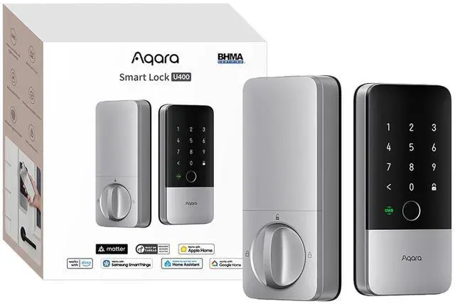 Main image of UWB Smart Lock U400, Apple Home Key, Fingerprint Deadbolt, Silver | Matter Over Thread, Rechargeable Battery, Keyless Entry Deadbolt, Supports HomeKit, Alexa, Google, Home Assistant