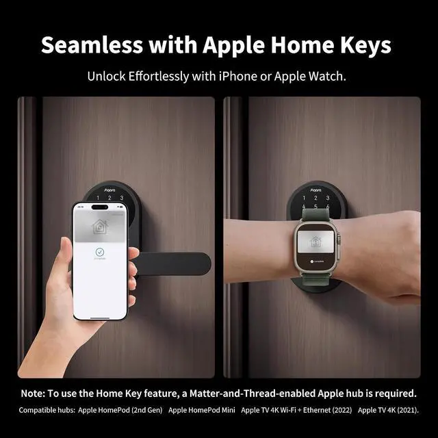 Alt view image 2 of 7 - Smart Lock with Handle U300, Apple Home Key, Smart Lever Lock, Black | Matter Over Thread, Fingerprint Keyless Entry Door Lock, Touchscreen Keypad, Supports HomeKit, Alexa, Google