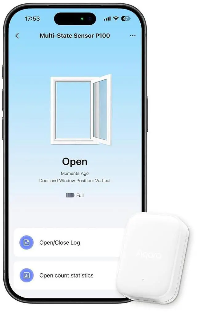 Main image of Multi-State Sensor P100, Door and Window & Vibration Sensor, White | Thread/Zigbee, Open/Close or Object Monitoring, 10-Level Sensitivity, Supports Apple Home, Home Assistant, Alexa